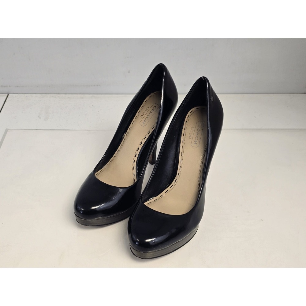 Coach Women's High Heel Patent Leather Shoes Black Size 6B
